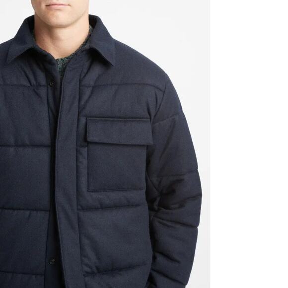 Vince Cozy Wool Quilted Puffer Jacket Navy XL Heavyweight Luxury - Picture 2 of 15